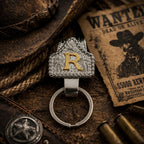 Vintage Cowboy Letter Initial Tag Keychain