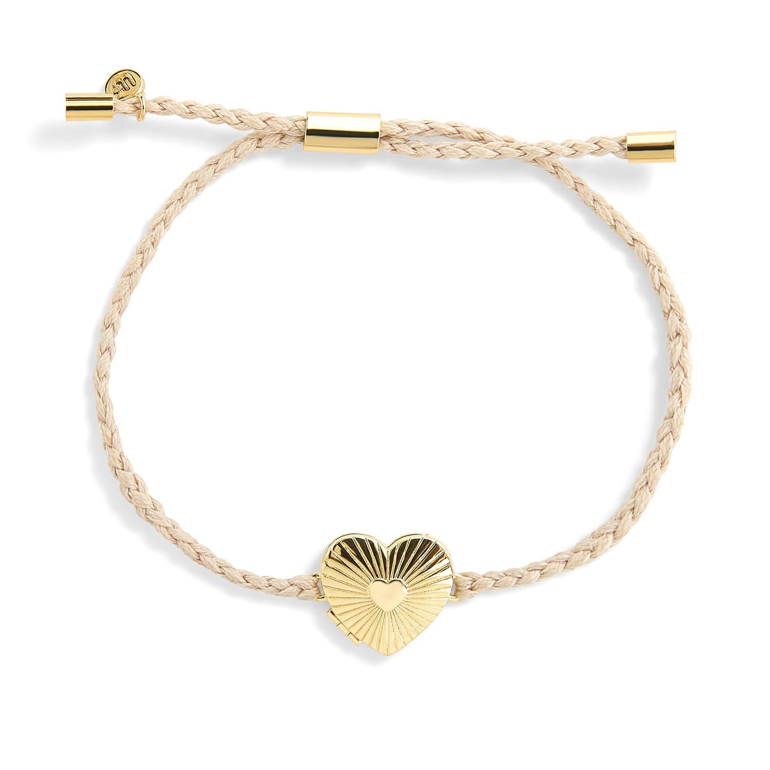 Personalized Fluted Heart Locket Cord Bracelet