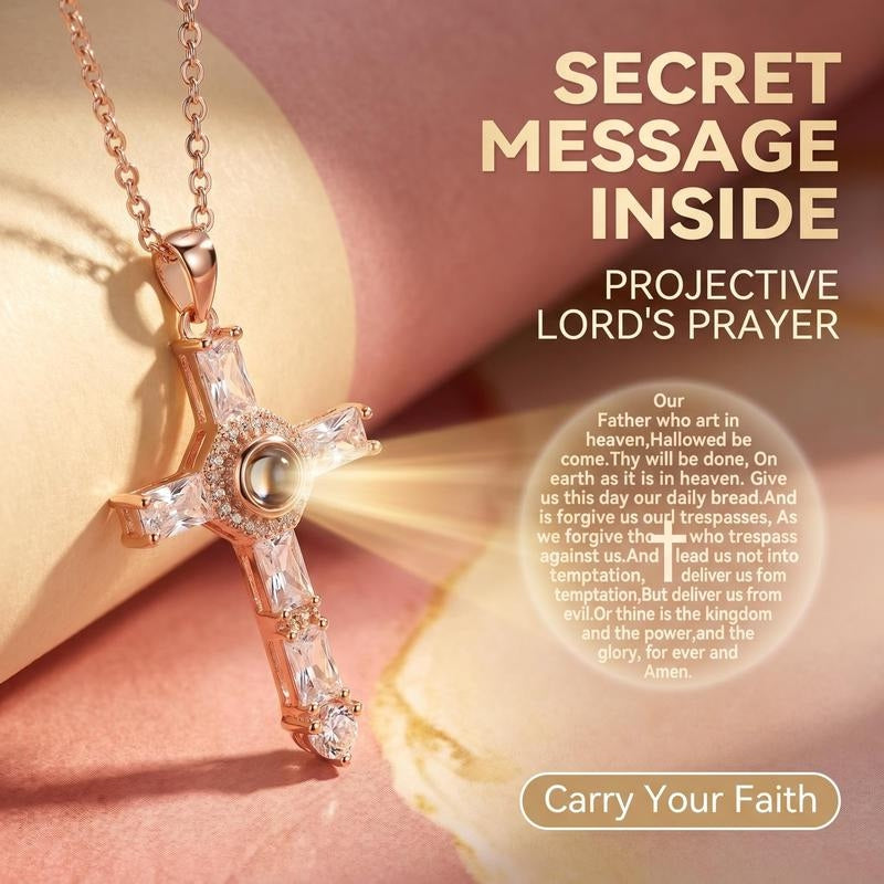 Collier croix avec prière du Seigneur