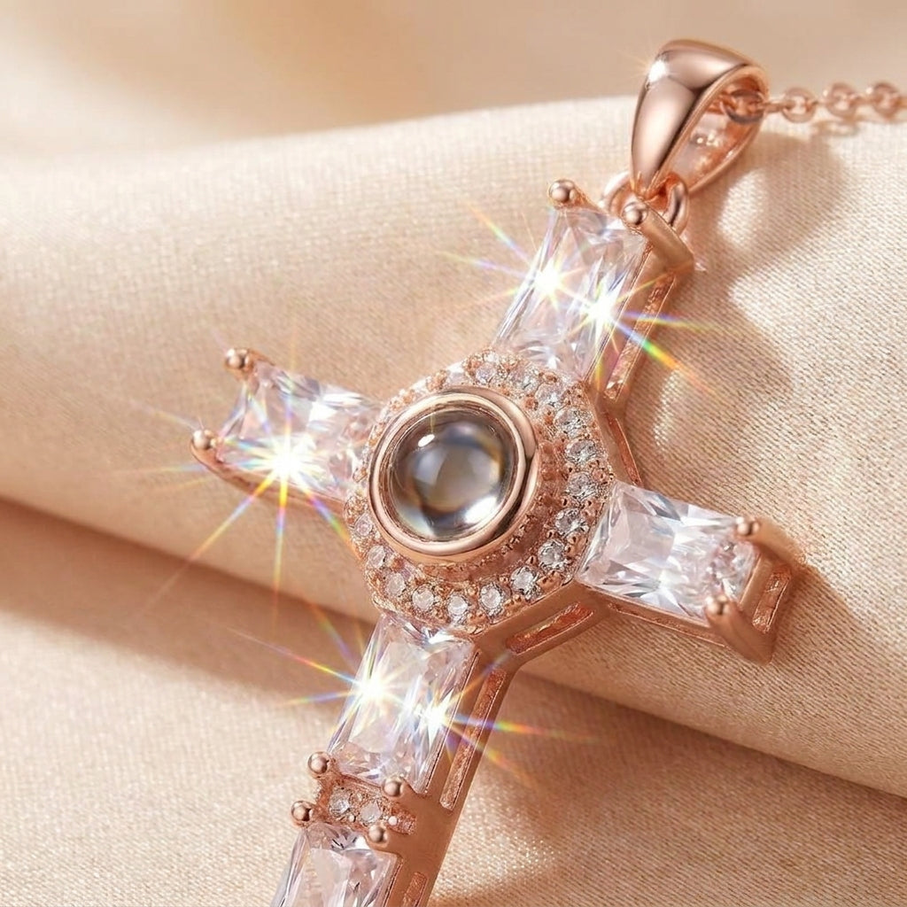 Collier croix avec prière du Seigneur