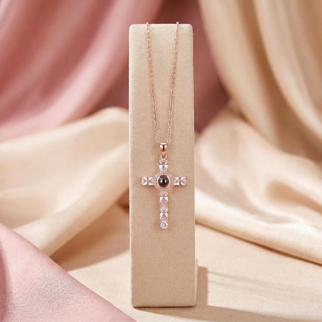 Collier croix avec prière du Seigneur