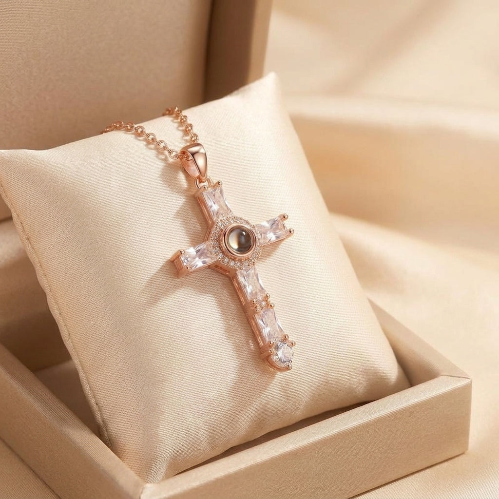 Collier croix avec prière du Seigneur