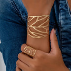 Vintage leaf-design cuff bracelet