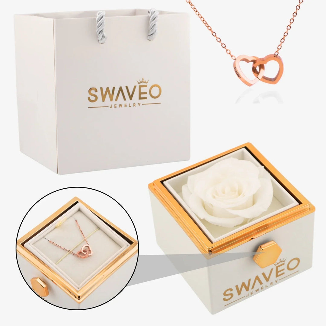 Eternal Rose Box with Engraved Necklace