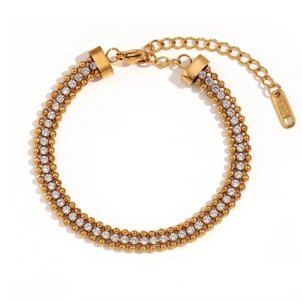 Bracelet tennis en diamants avec accents, 18k