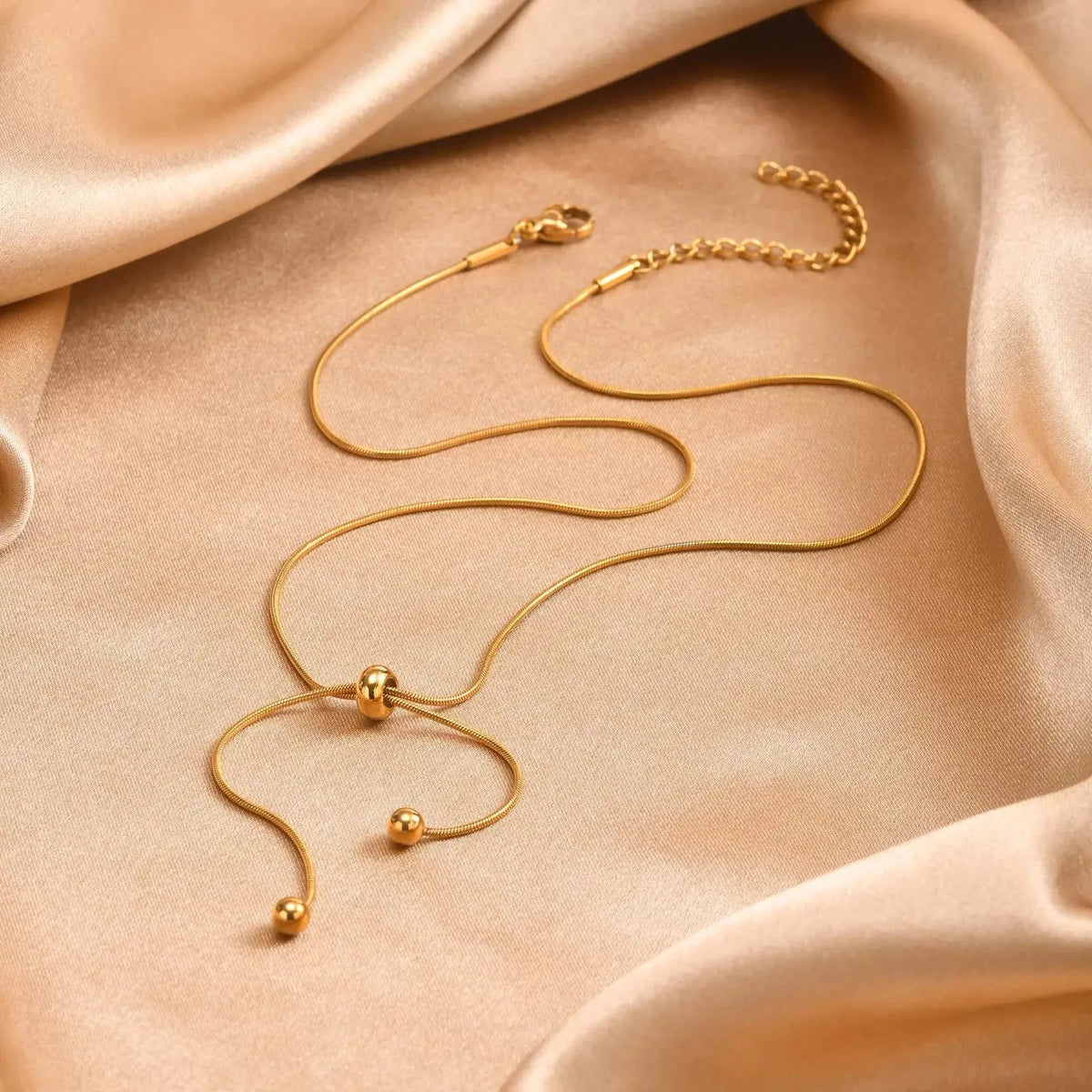 18k Adjustable Tassel Snake Chain Necklace