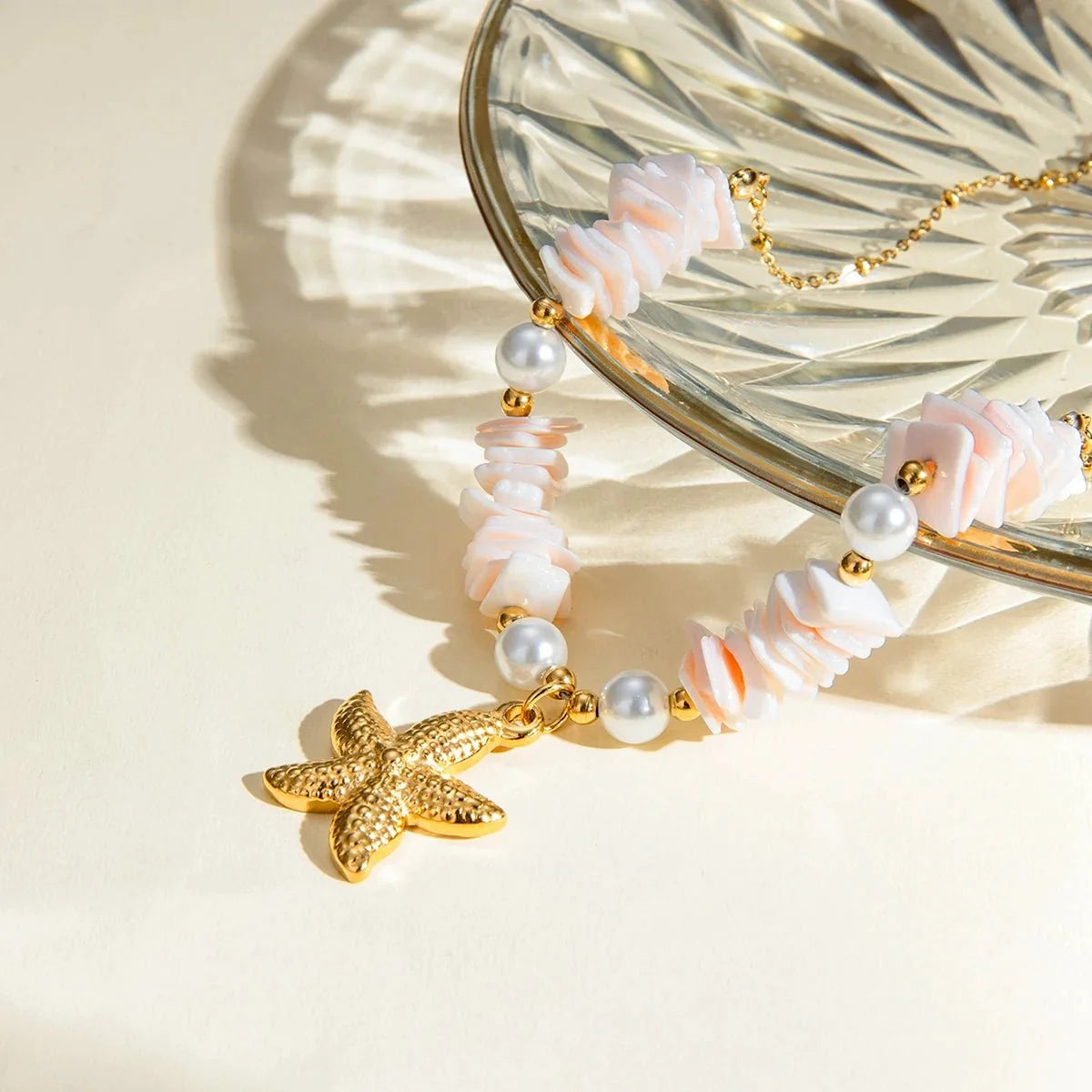 Collane boho con conchiglia marina oceanica in oro 18k
