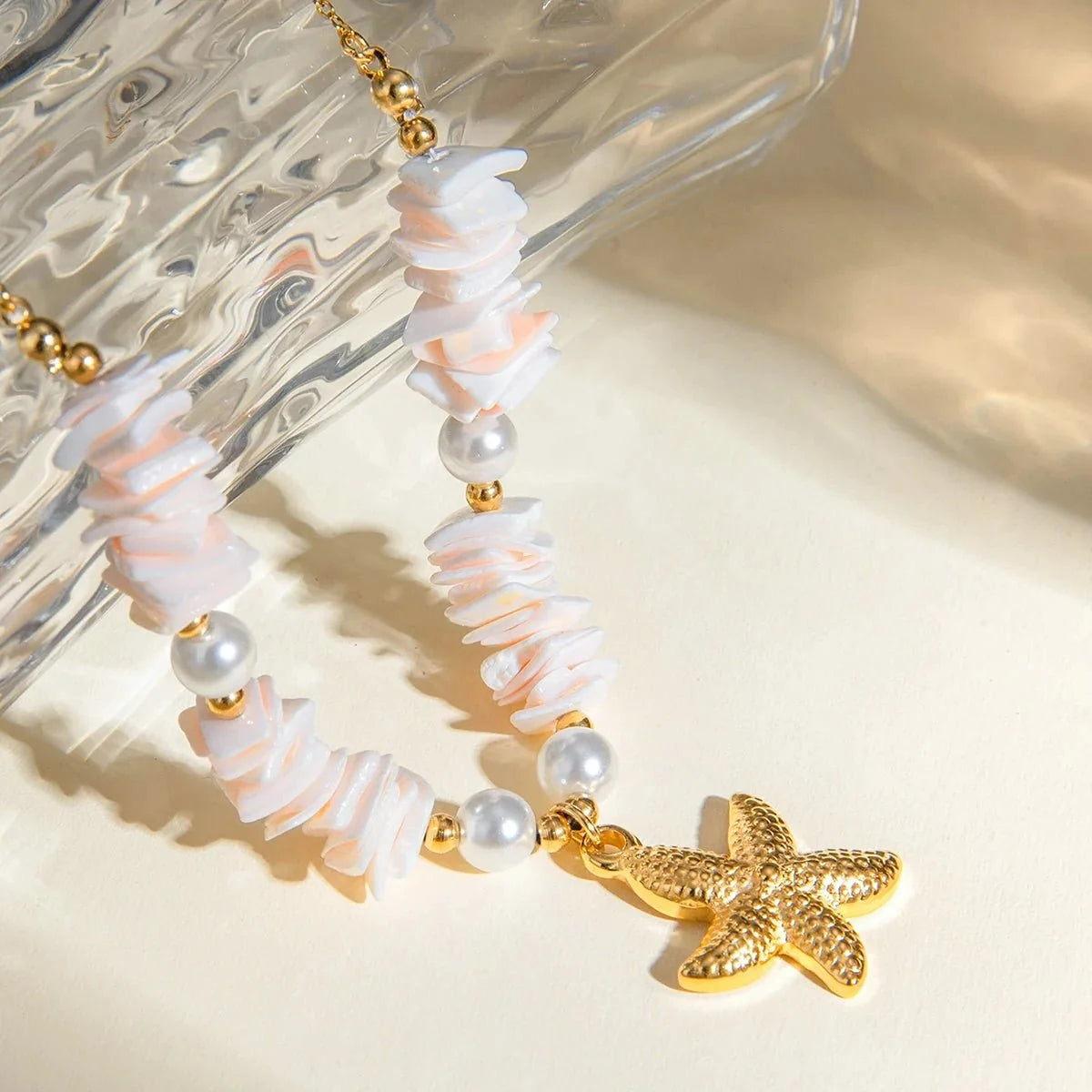 Collane boho con conchiglia marina oceanica in oro 18k