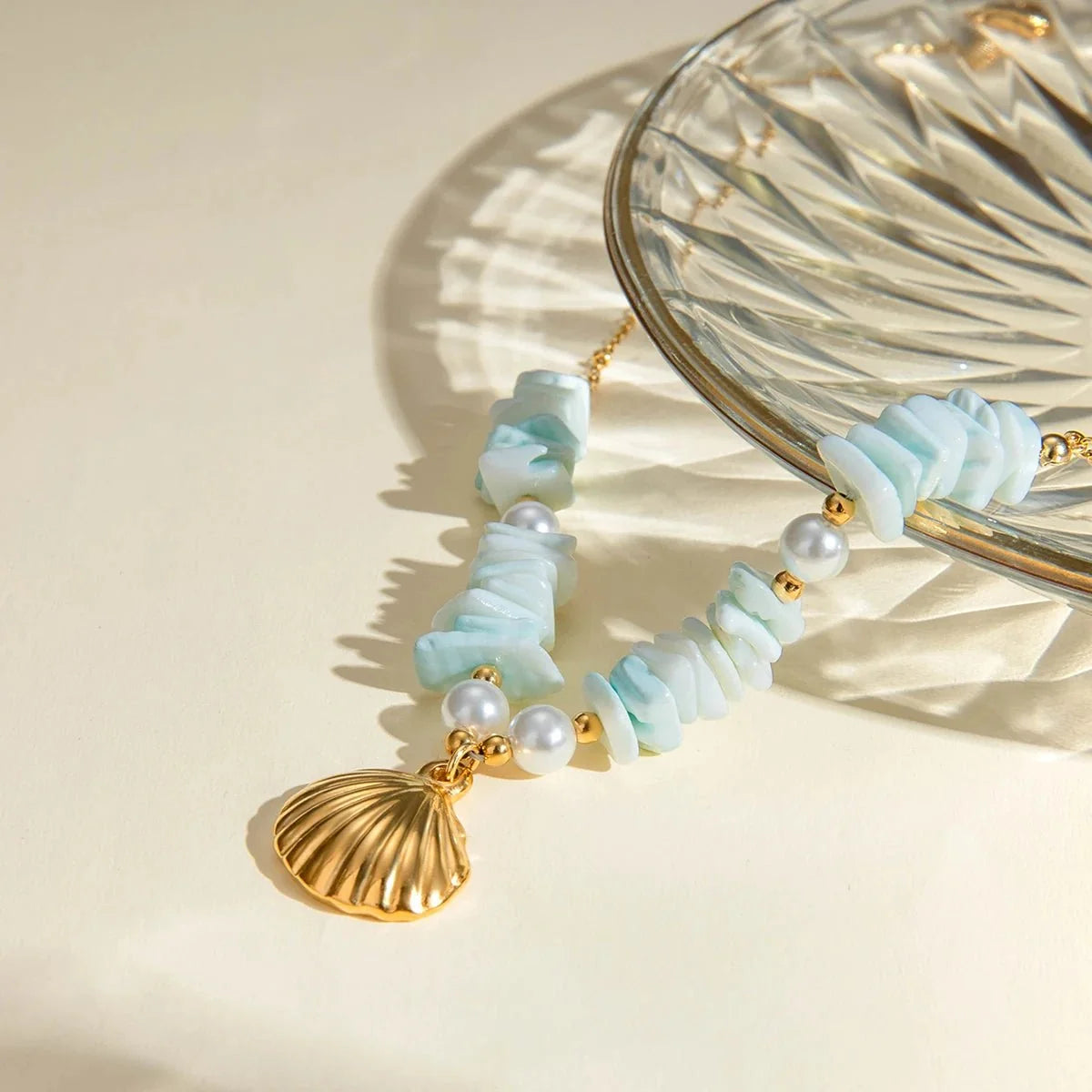 Collane boho con conchiglia marina oceanica in oro 18k