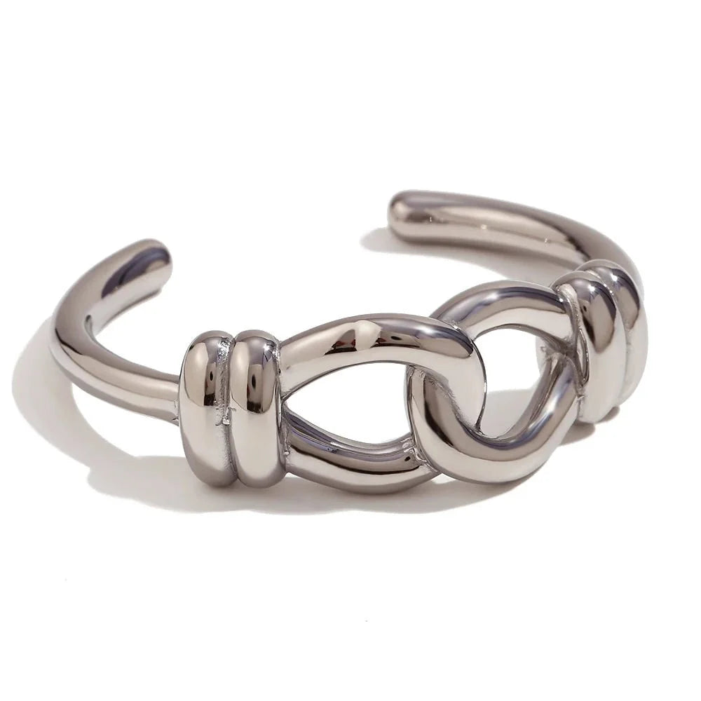 18k masywna otwarta bransoletka typu bangle z klamrą