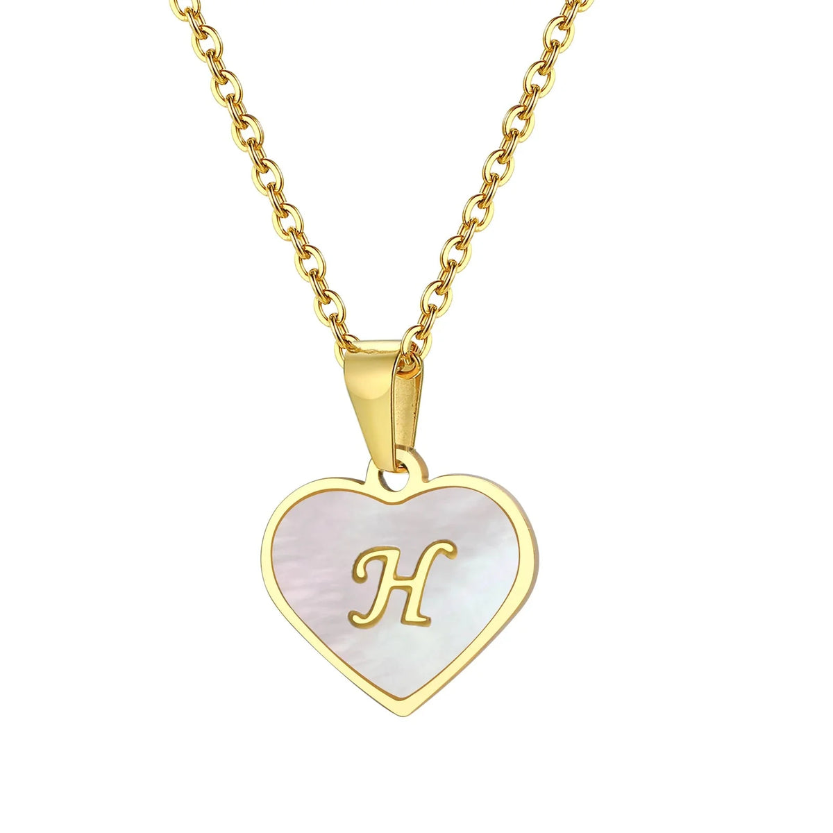 Collar de corazón con inicial y perla de 18k