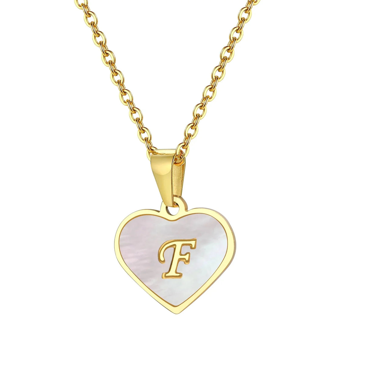 Collar de corazón con inicial y perla de 18k