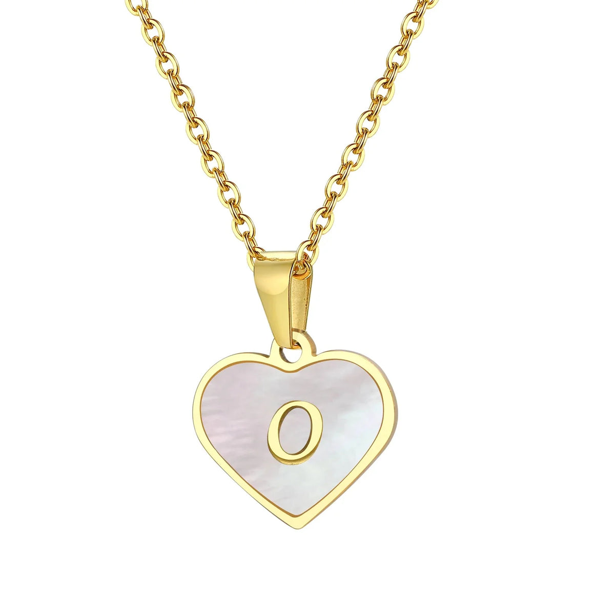Collar de corazón con inicial y perla de 18k