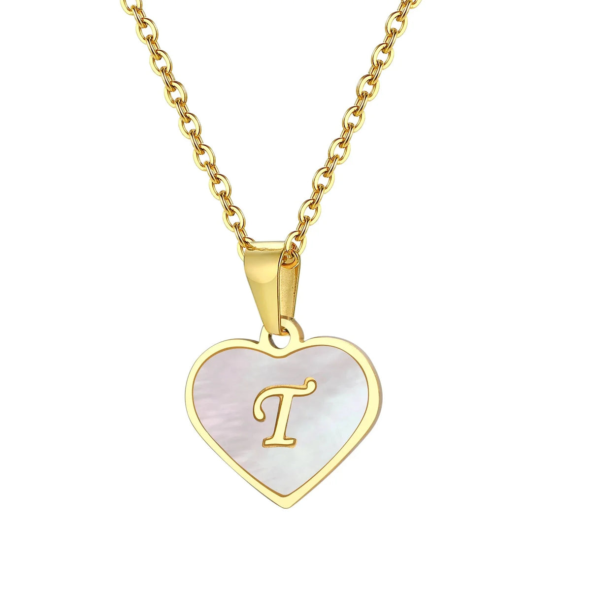 Collar de corazón con inicial y perla de 18k