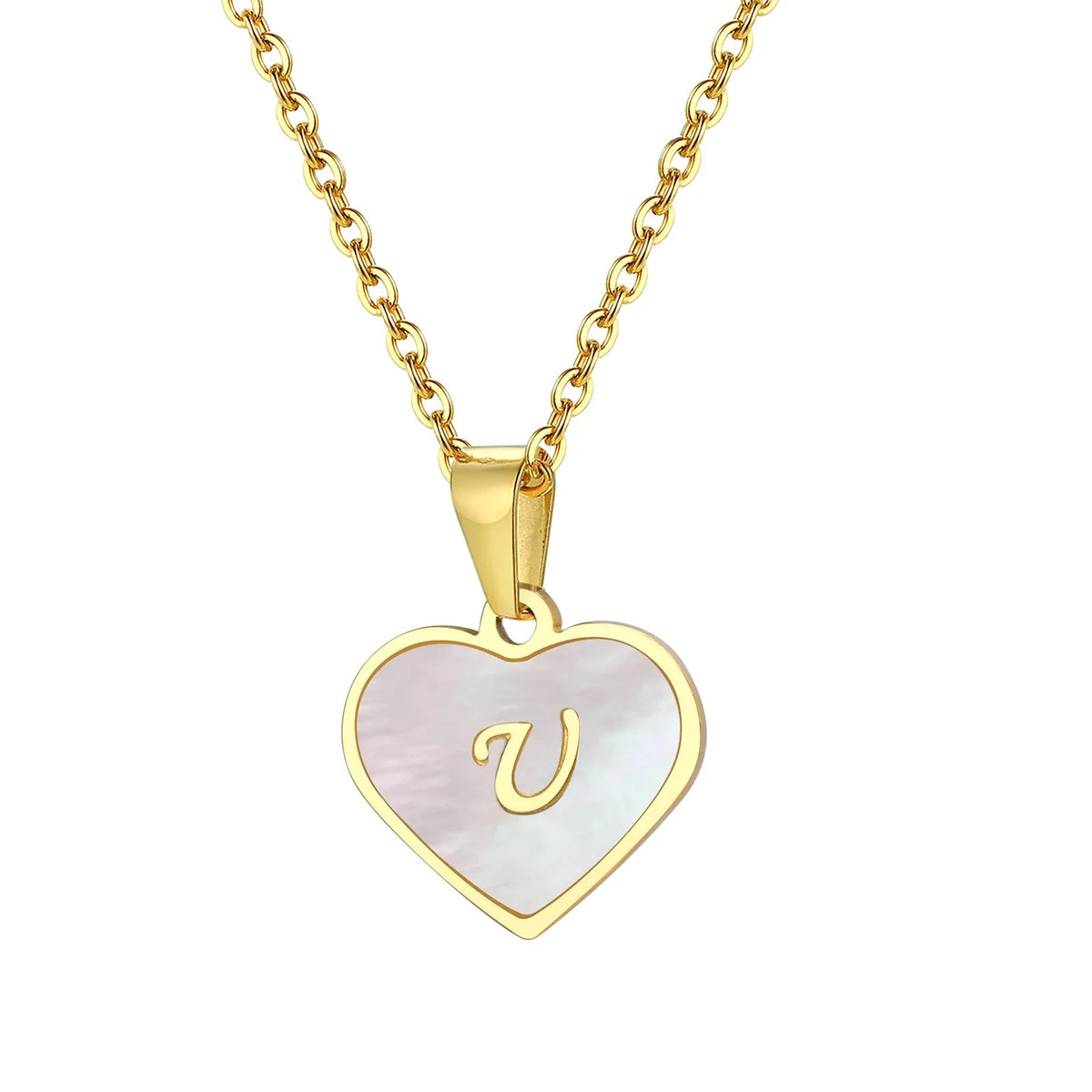 Collar de corazón con inicial y perla de 18k