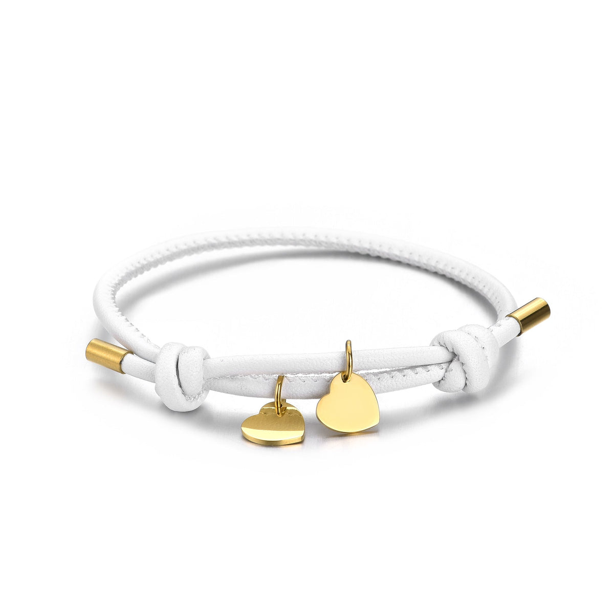 Bracelet 18 carats personnalisé en cuir avec breloque cœur