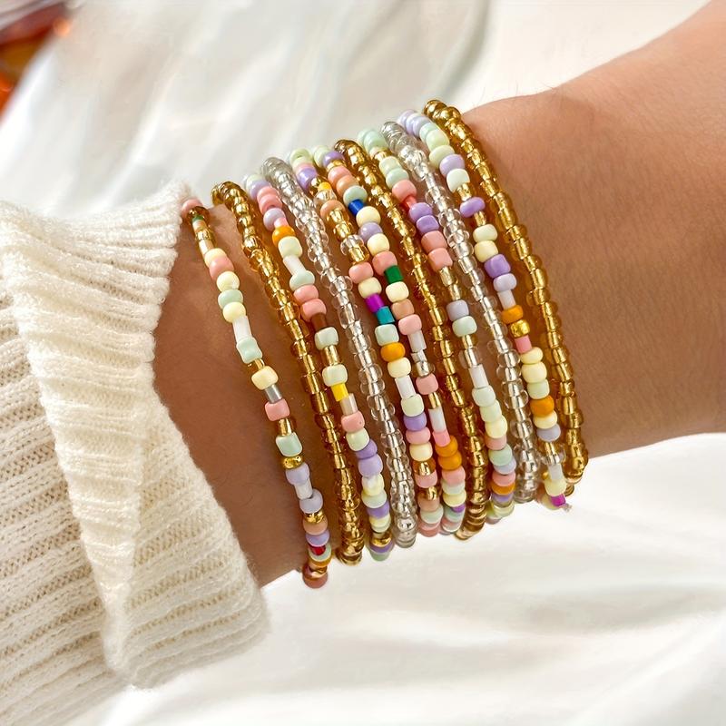 Komplet 11 bransoletek boho w pastelowych kolorach