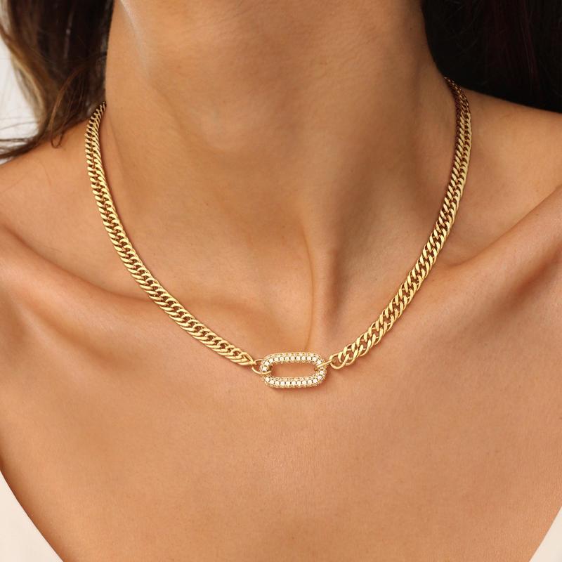 Choker z kubańskim łańcuszkiem i aureolą ozdobioną diamentami
