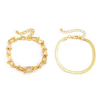 2pc Statement Chain Lock & Herringbone Bracelet