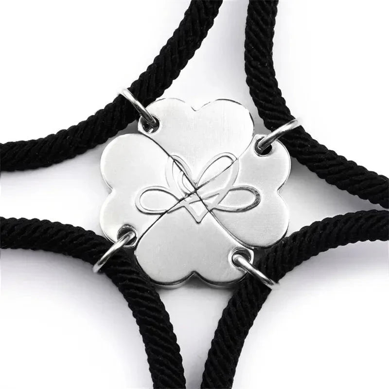 Komplet 4 bransoletek rope z magnetycznymi sercami