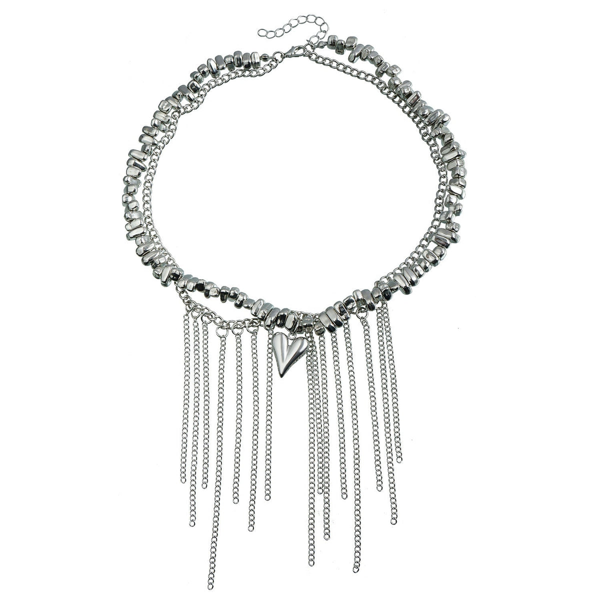 Ensemble de 2 colliers irréguliers en perles avec cœur
