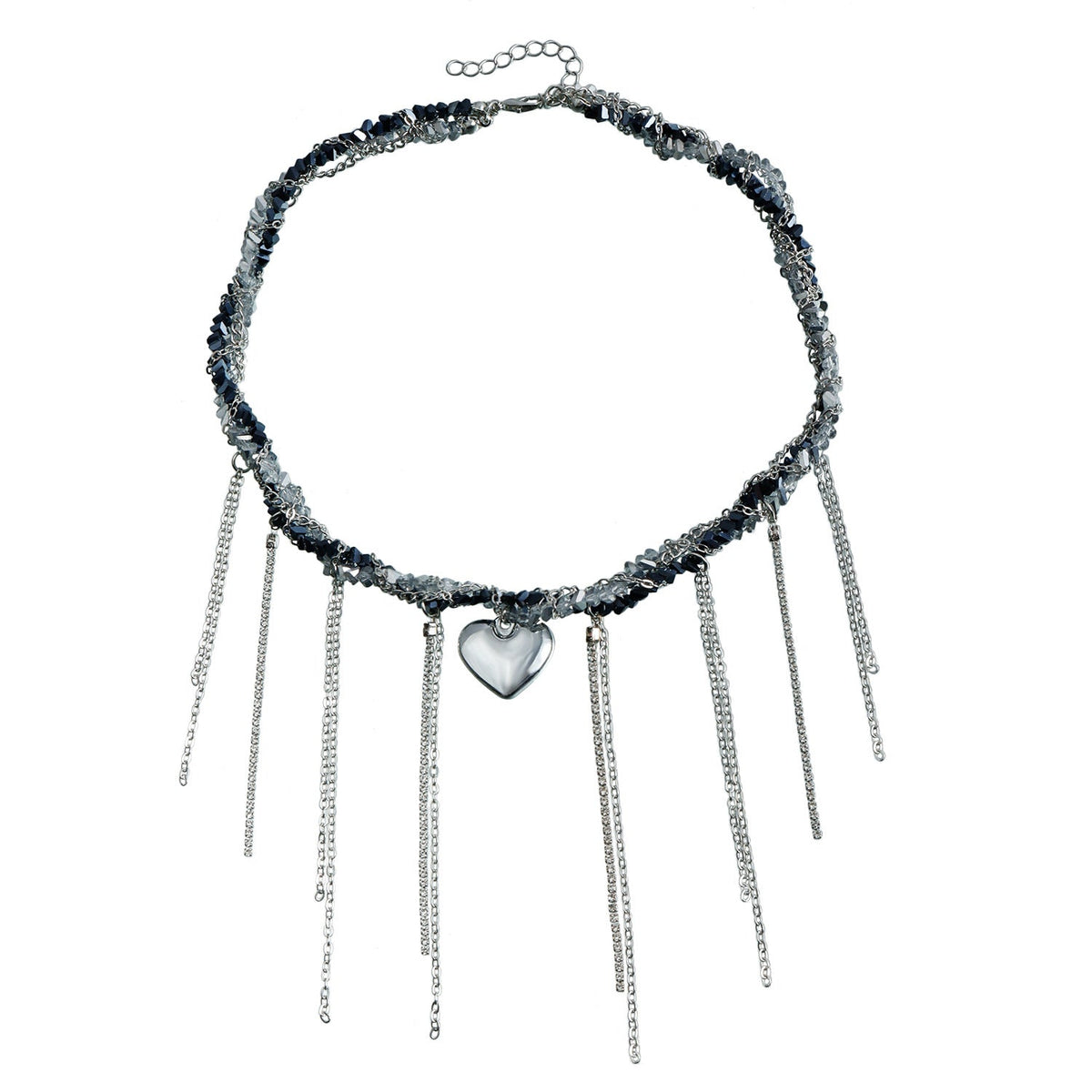 Collier cœur épais en cristaux entrelacés
