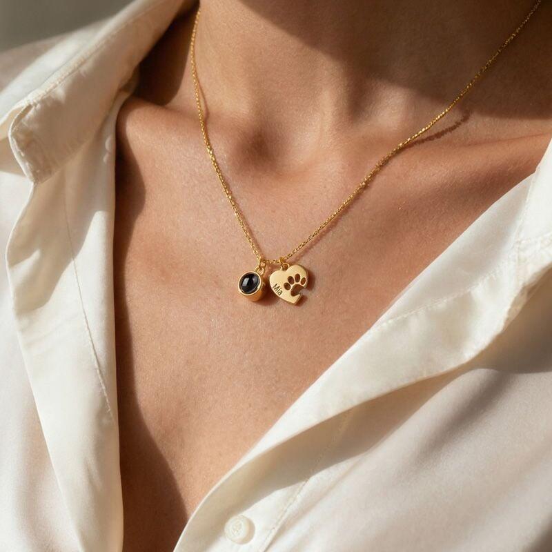 Custom Paw Necklace With Photo & Name