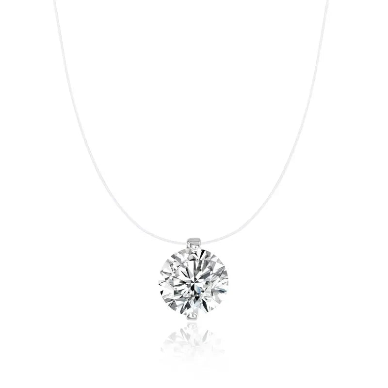 Collana con diamante fluttuante e chiusura invisibile