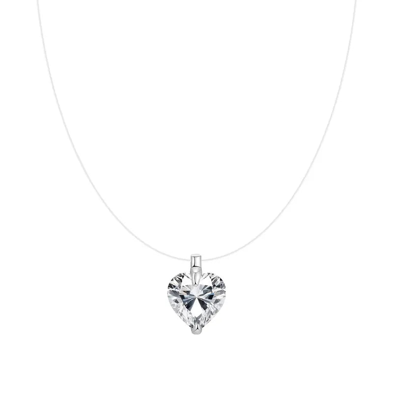 Collana con diamante fluttuante e chiusura invisibile