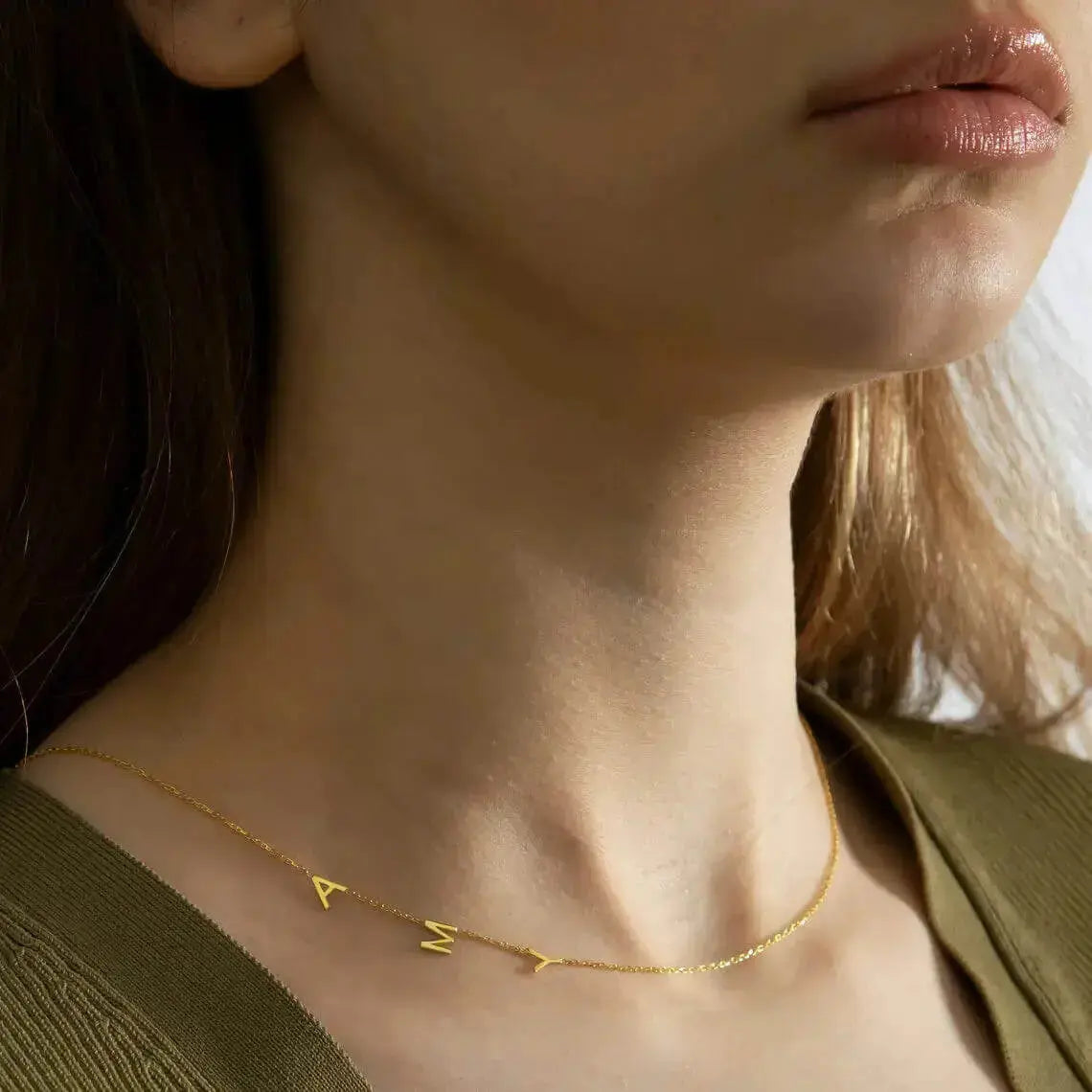 Personalized Necklace with Side Initials