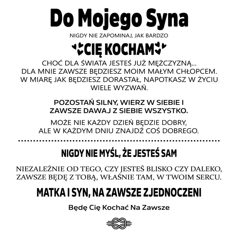 DO MOJEGO SYNA - NA ZAWSZE ZJEDNOCZENI - SKÓRZANA BRANSOLETKA