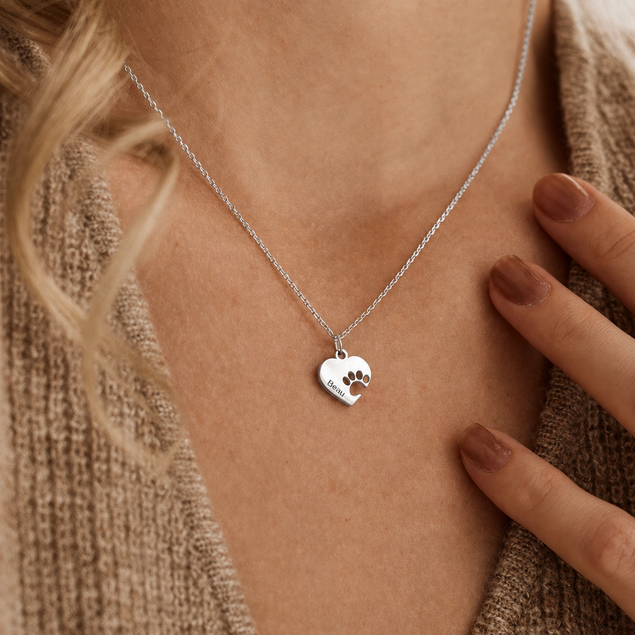 Personalized Paw Print & Name Necklace