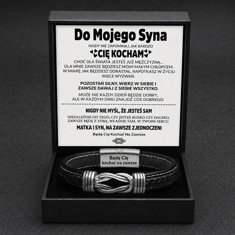 DO MOJEGO SYNA - NA ZAWSZE ZJEDNOCZENI - SKÓRZANA BRANSOLETKA