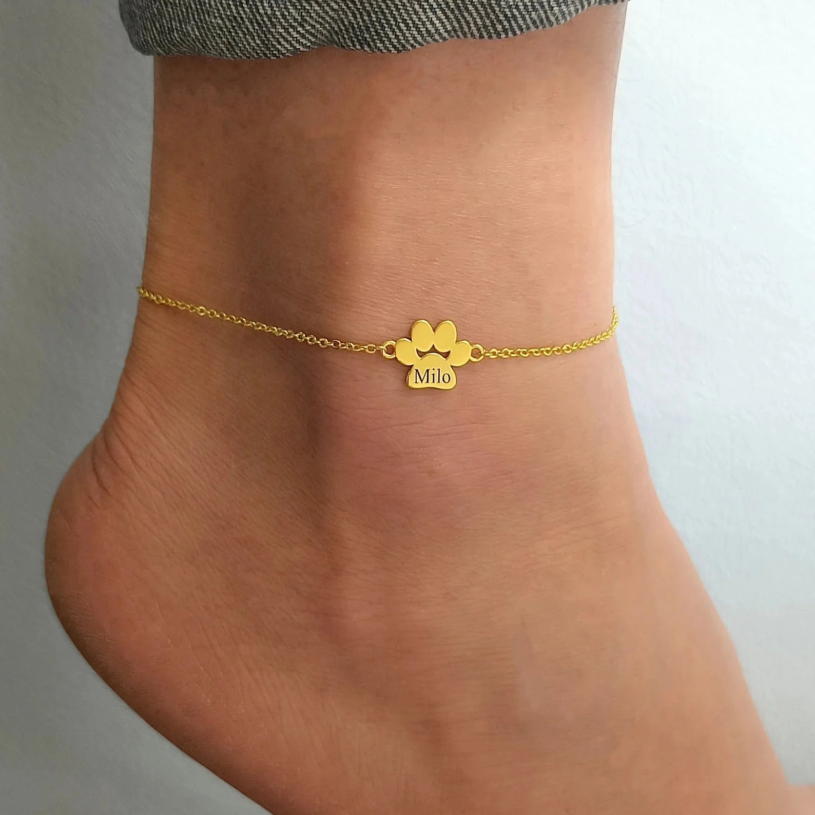 Custom Paw Name Anklet