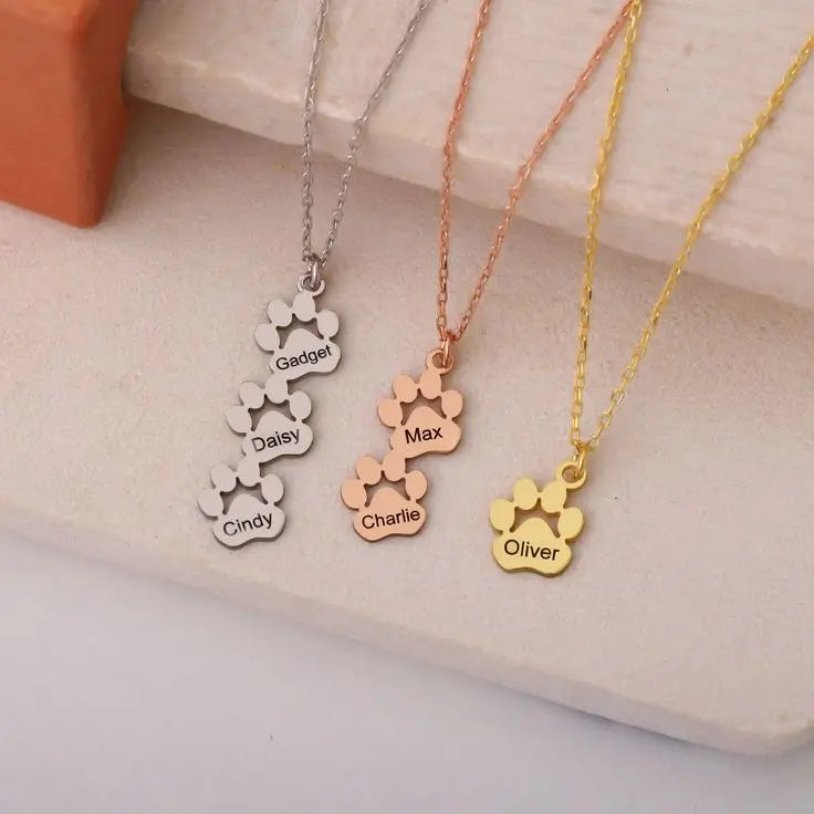 Custom Paw Name Necklace