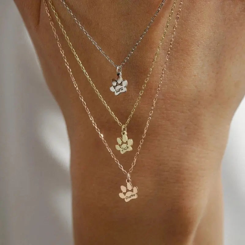 Custom Paw Name Necklace