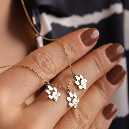 Custom Paw Name Necklace – Separate Paws