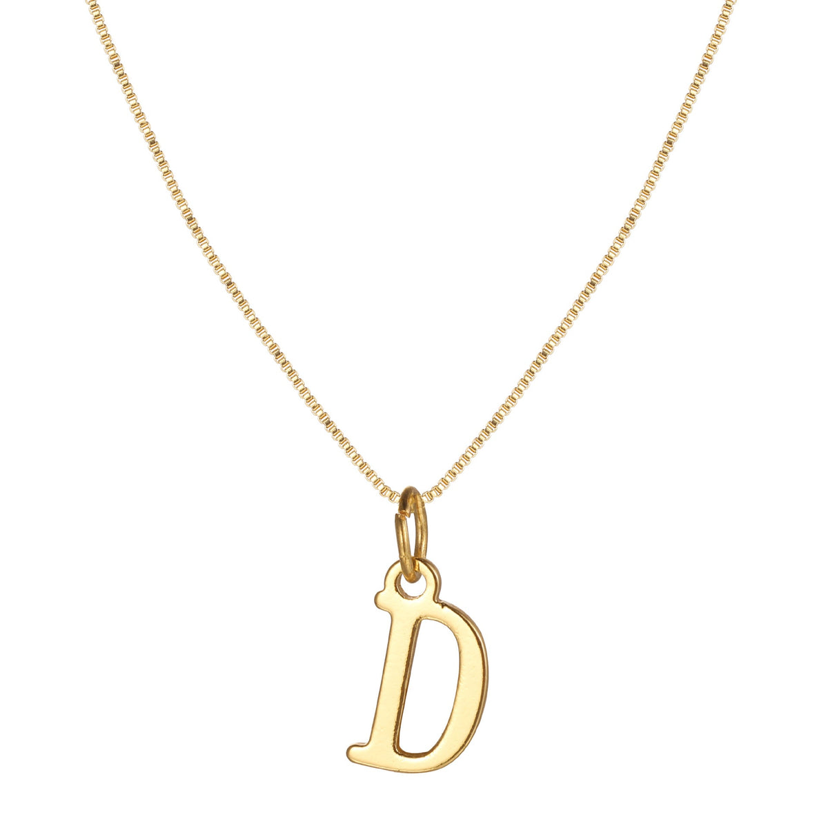 Collar minimalista de 14k con inicial en tipografía serif