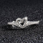 S925 Dainty Pave Heart Ring