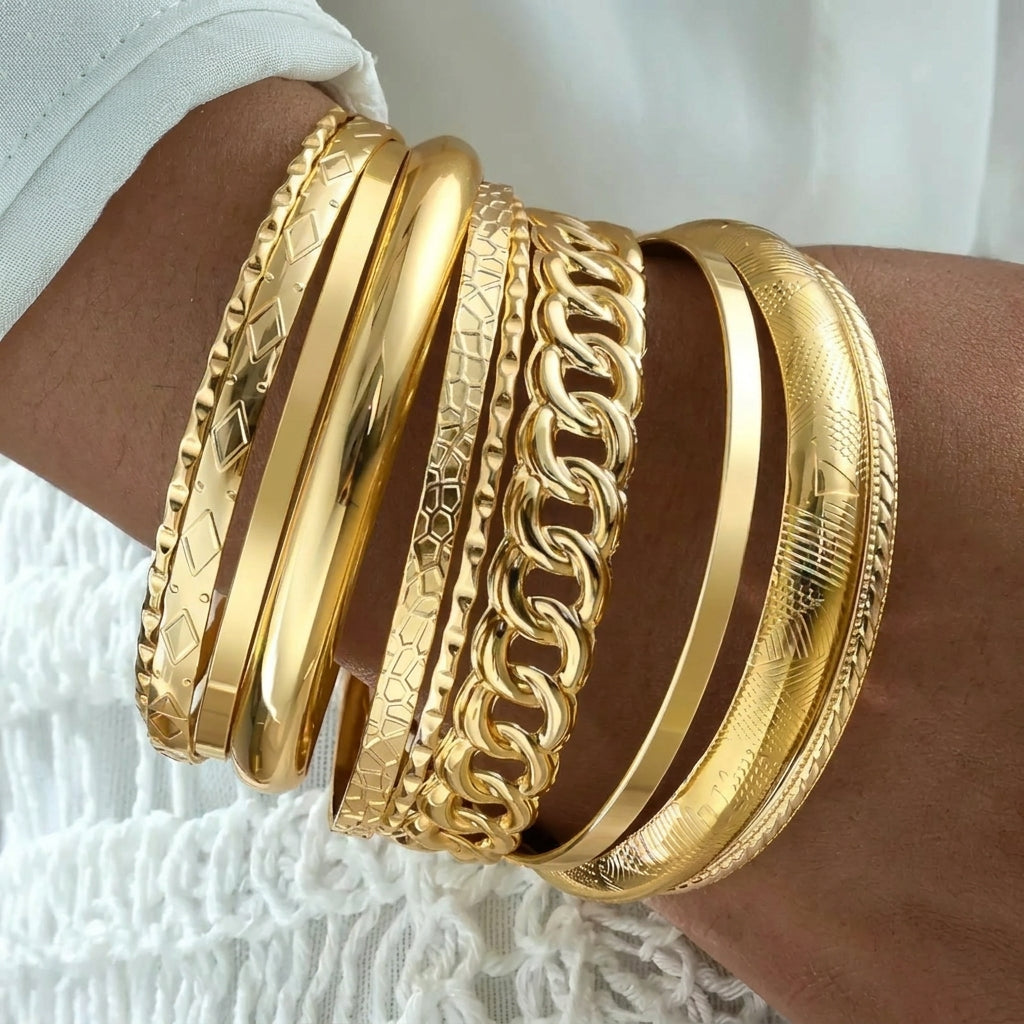 Lot de 10 bracelets épais assortis, 14k