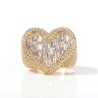 Baguette Cut & Pave Band Heart Ring