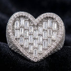 Baguette Cut & Pave Band Heart Ring