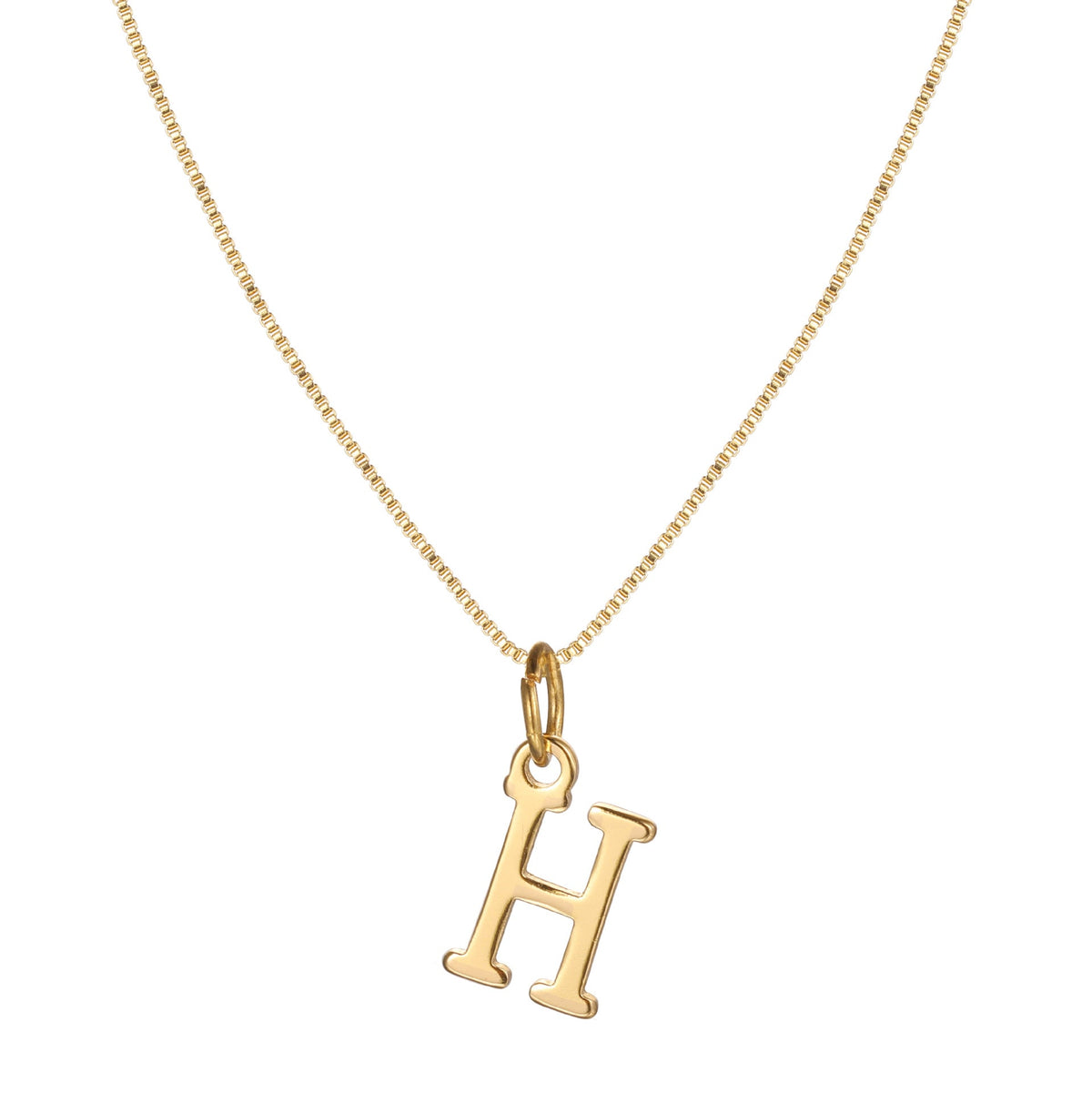Collar minimalista de 14k con inicial en tipografía serif