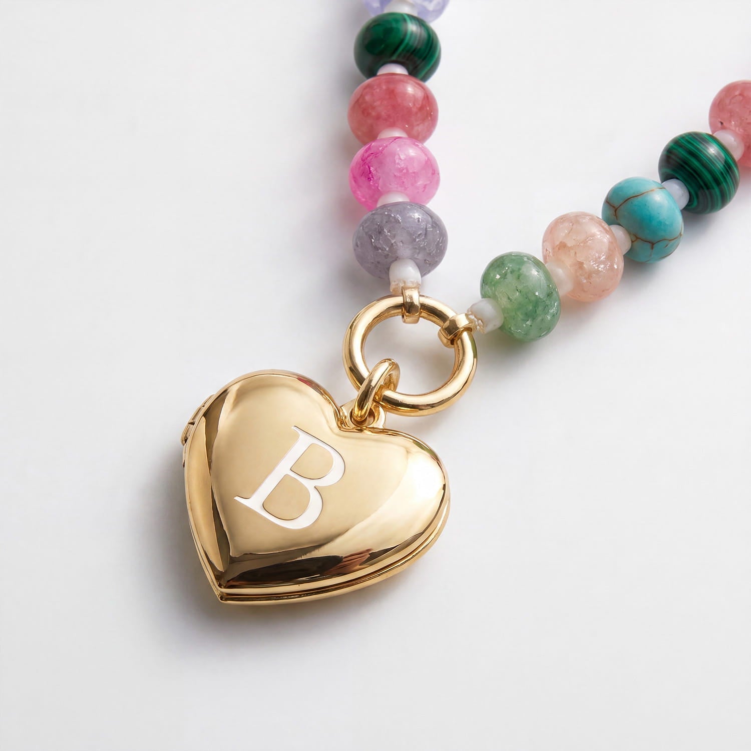 Personalized Semi-Precious Heart Locket Necklace