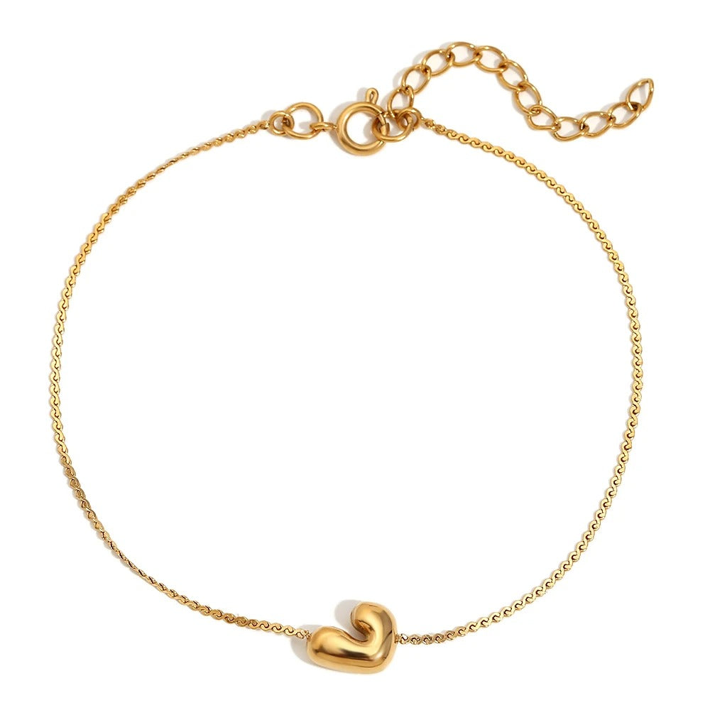 Bracelet délicat à initiale en lettres bulles