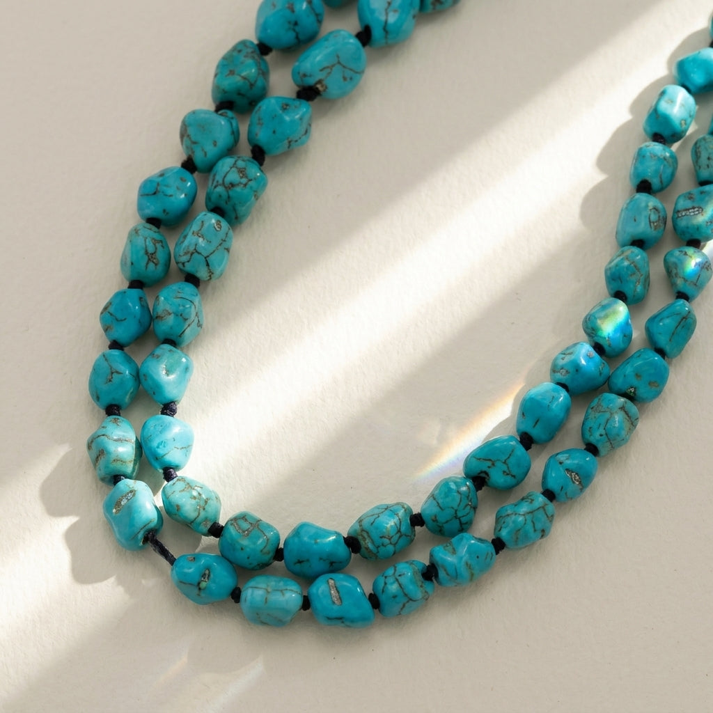 Collana boho a strati con perline turchesi