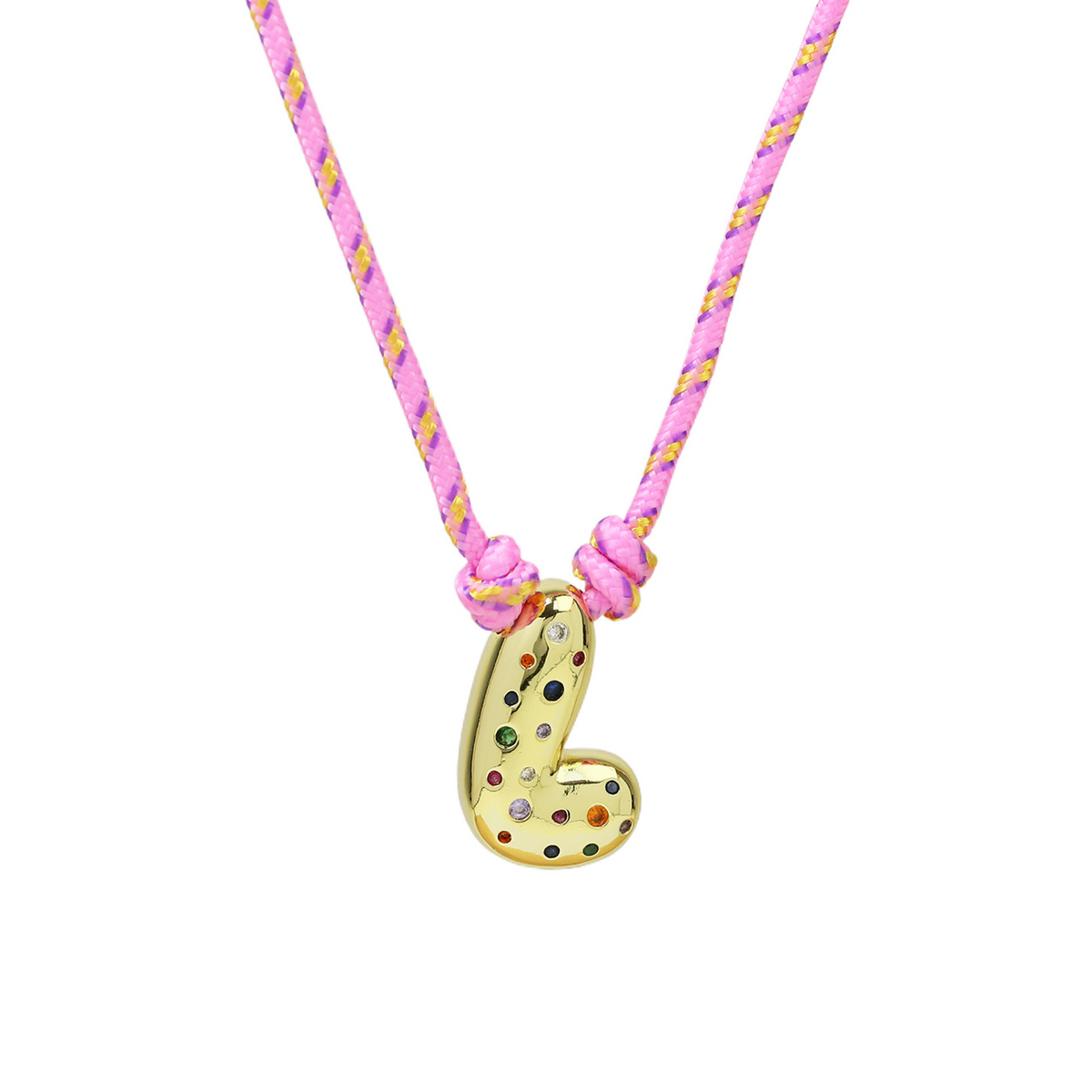 Chunky Gemstone Accented Initial Rope Necklace