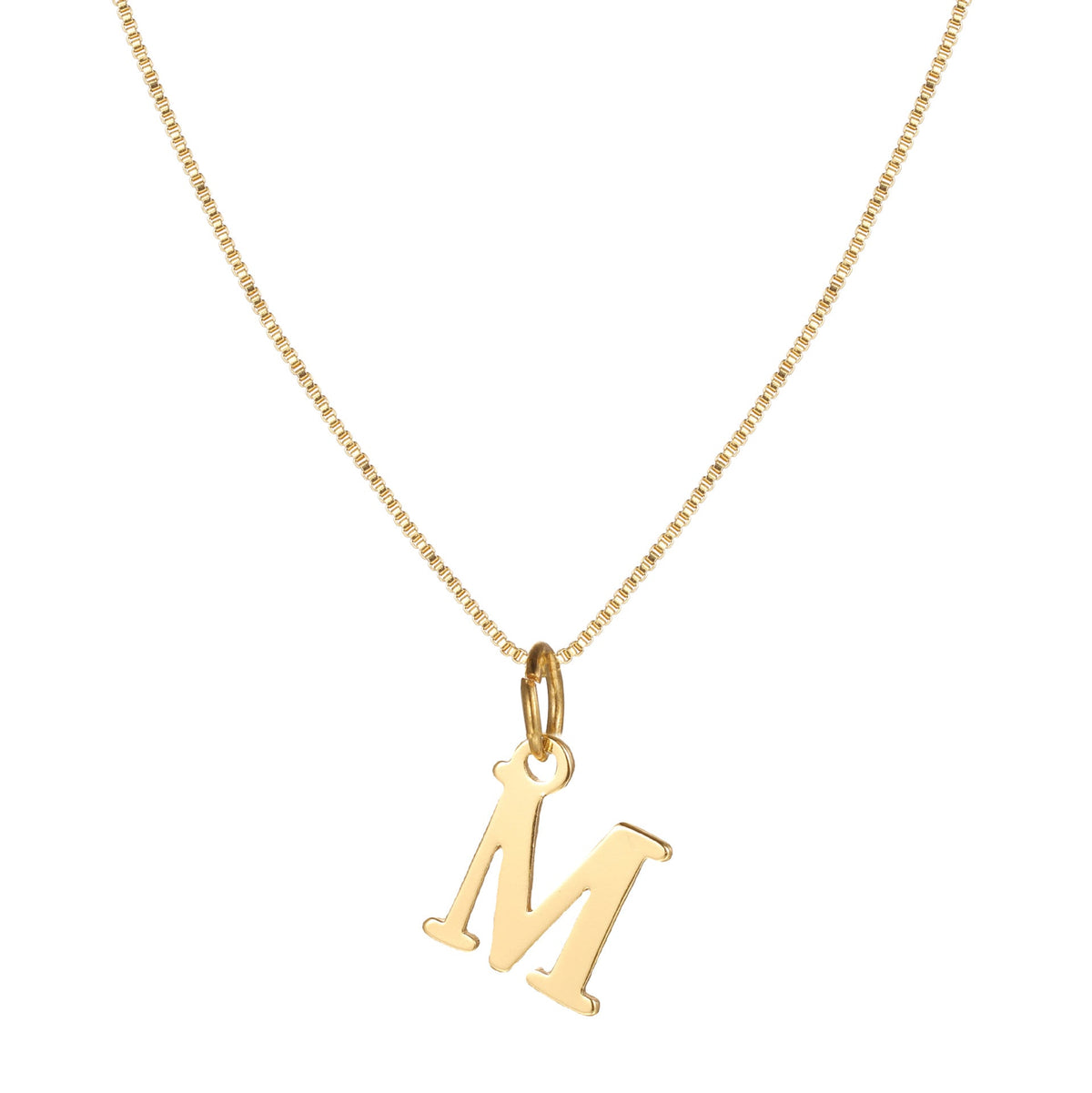 Collar minimalista de 14k con inicial en tipografía serif
