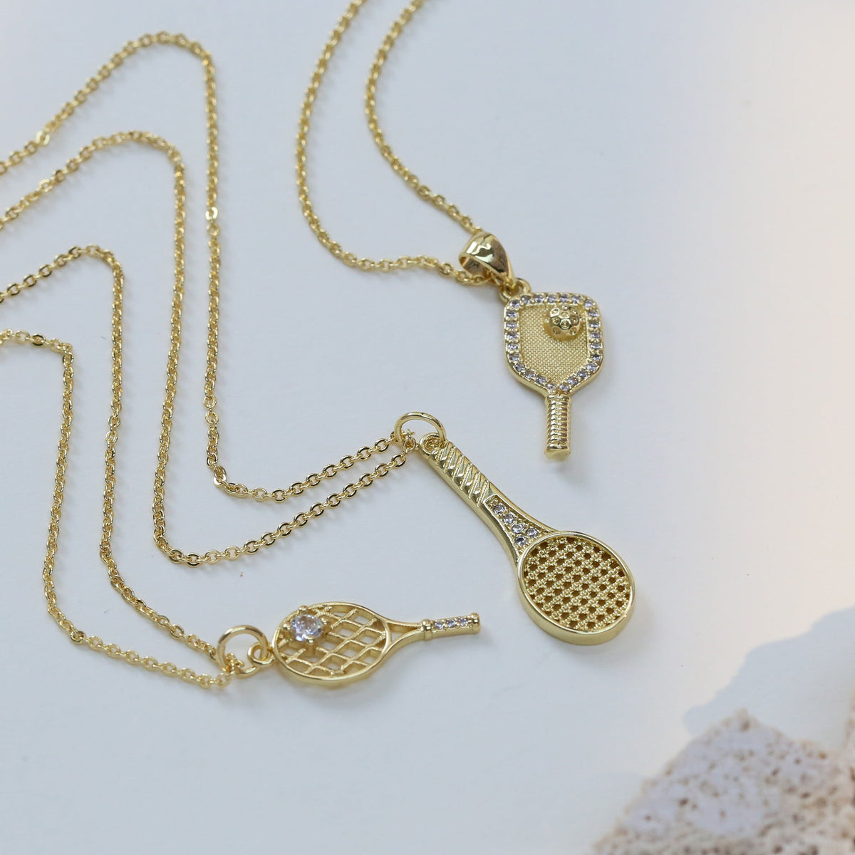Dainty Diamond Accented Racket Sports Necklace Collection