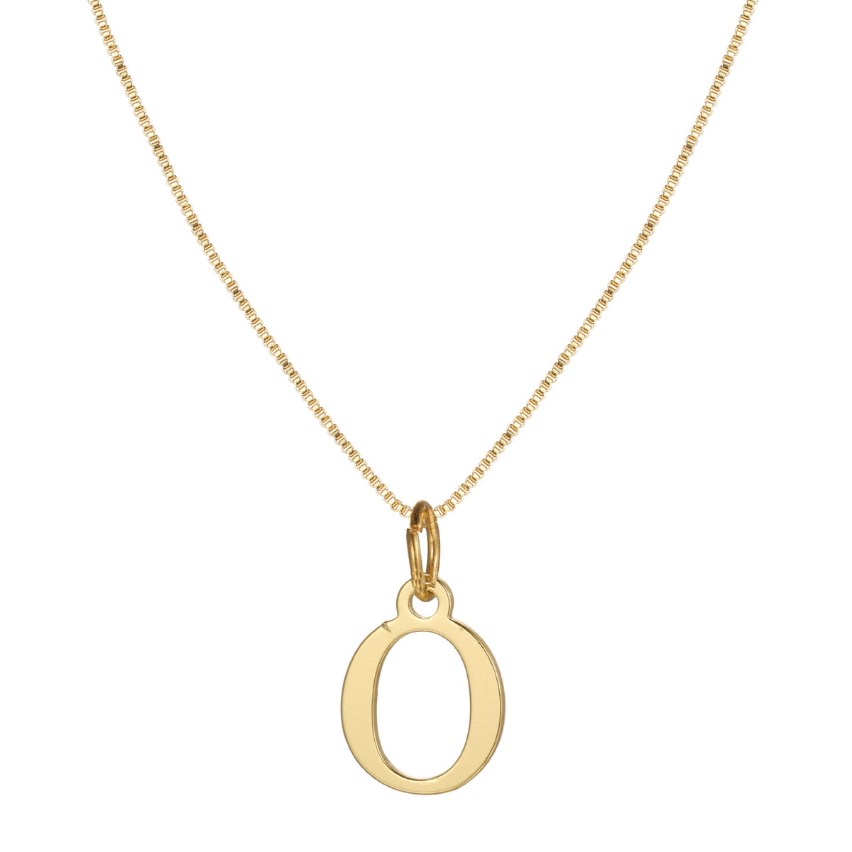 Collar minimalista de 14k con inicial en tipografía serif